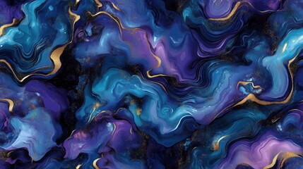 Obraz premium Vibrant Blue and Purple Marble Texture with Gold Highlights