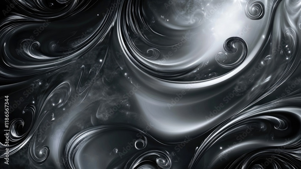 Poster elegant titanium grey abstract background with swirls and flowing patterns for modern design project