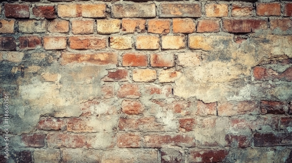 Poster weathered vintage brick wall texture with grunge effect suitable for background design and artistic 