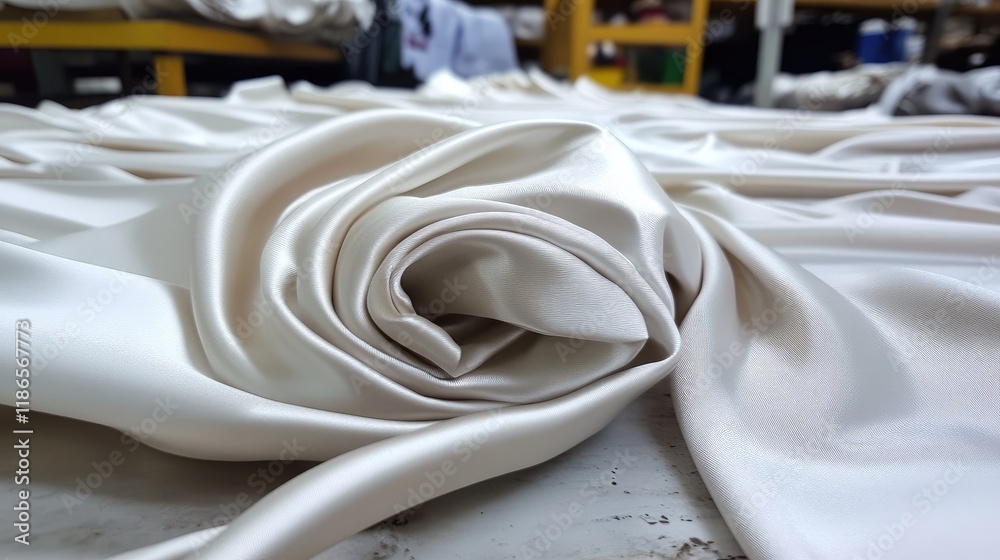 Poster elegant white silk satin fabric draped in folds showcasing its smooth texture and luxurious sheen fo