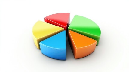 Colorful 3D Pie Chart Segments for Business Statistics and Financial Data Representation Analysis in Corporate Environments