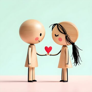 "Cute Couple Holding Heart: Love and Affection"

