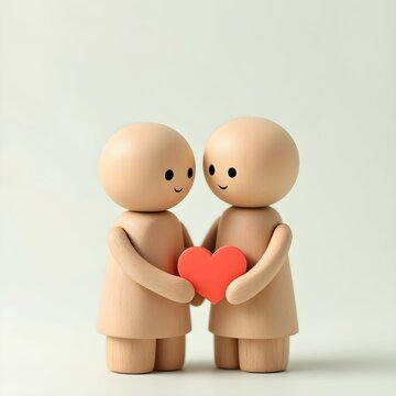 "Cute Couple Holding Heart: Love and Affection"

