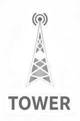 Fototapeta premium Radio Tower Logo clean monochrome black on isolated white background