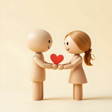 "Cute Couple Holding Heart: Love and Affection"

