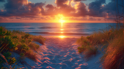 Sunset Sands Serenity at sunset beauty of the evening 