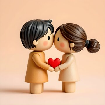 "Cute Couple Holding Heart: Love and Affection"

