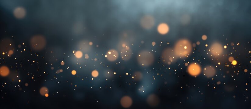 Dark gray abstract background featuring blurred bokeh lights with a gradient texture and ample empty space for text placement.