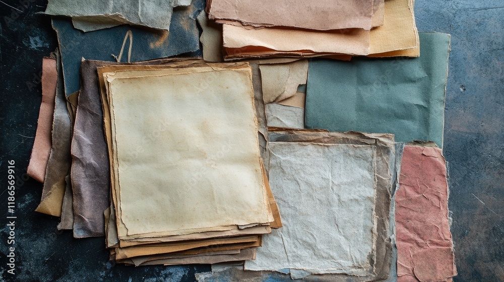 Poster vintage paper textures collection in various colors and styles for creative design and artistic proj