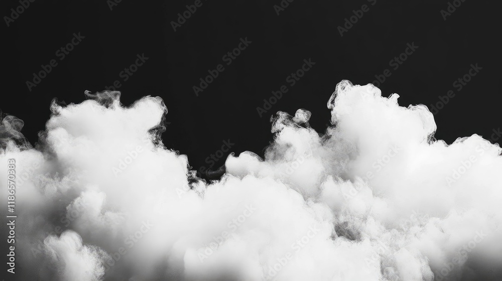 Poster Dense white smoke clouds contrasting against a dark background creating a dramatic and atmospheric visual element for various designs.