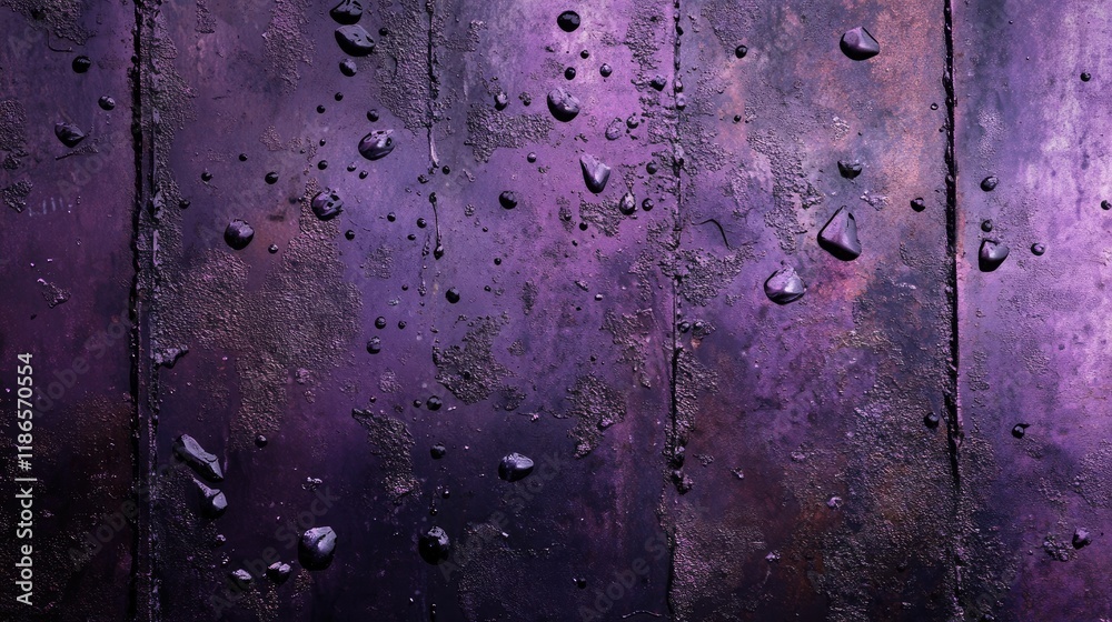 Aufkleber Purple metallic texture with droplets creating an abstract background for design and artistic projects.