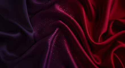 Obraz premium Lush red and purple fabric lying on a dark background, highlighting the fabric's intricate patterns and rich colors.