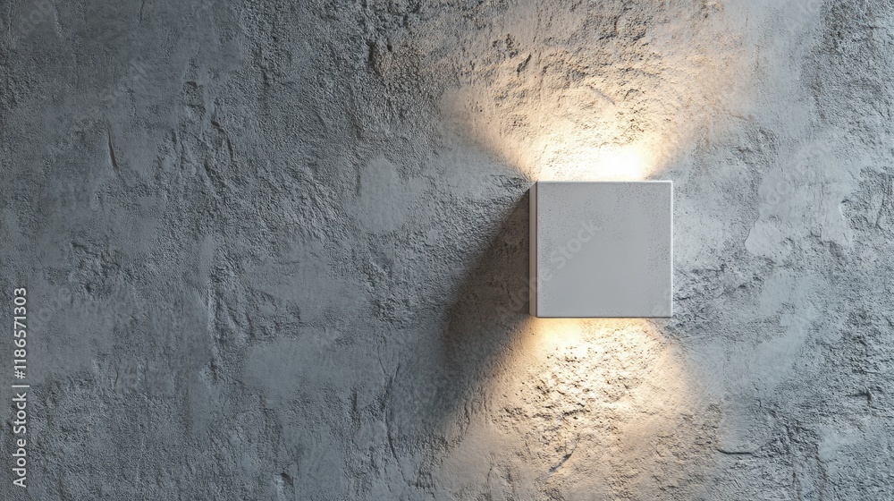 Aufkleber illuminated white square fixture on textured wall highlighting surface contrast and adding modern ae