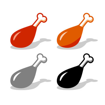 Chicken thigh. Vector icon on vhite background. 