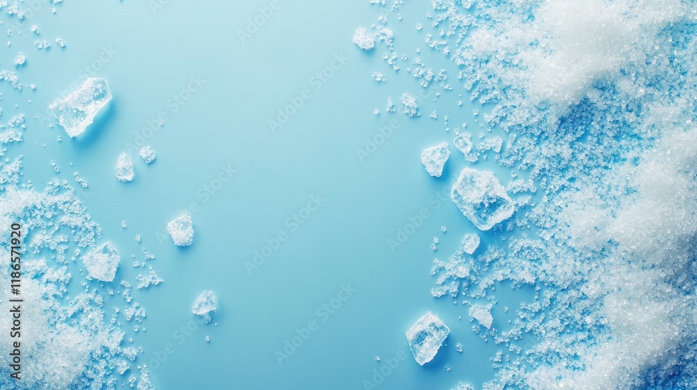 Aufkleber Sugar Crystals on Blue Background Creating a Textured Pattern for Culinary or Branding Applications