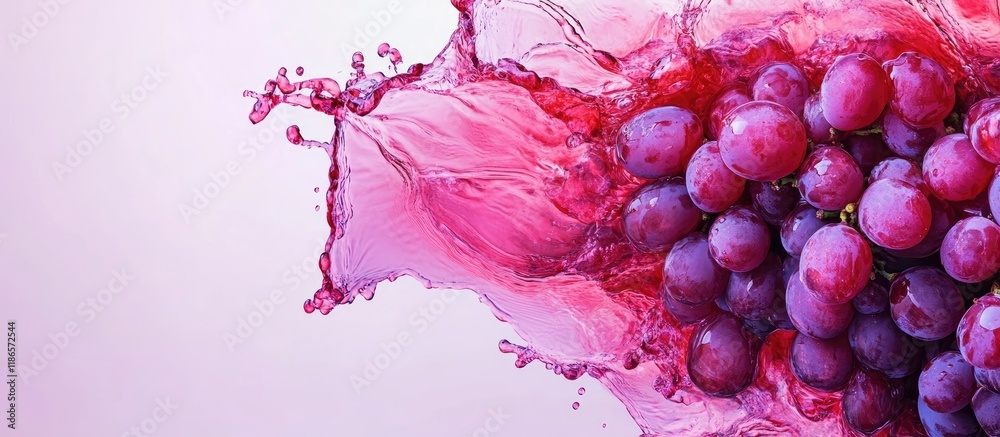 Poster vibrant splash of grape juice with abstract liquid dynamics and space for text background
