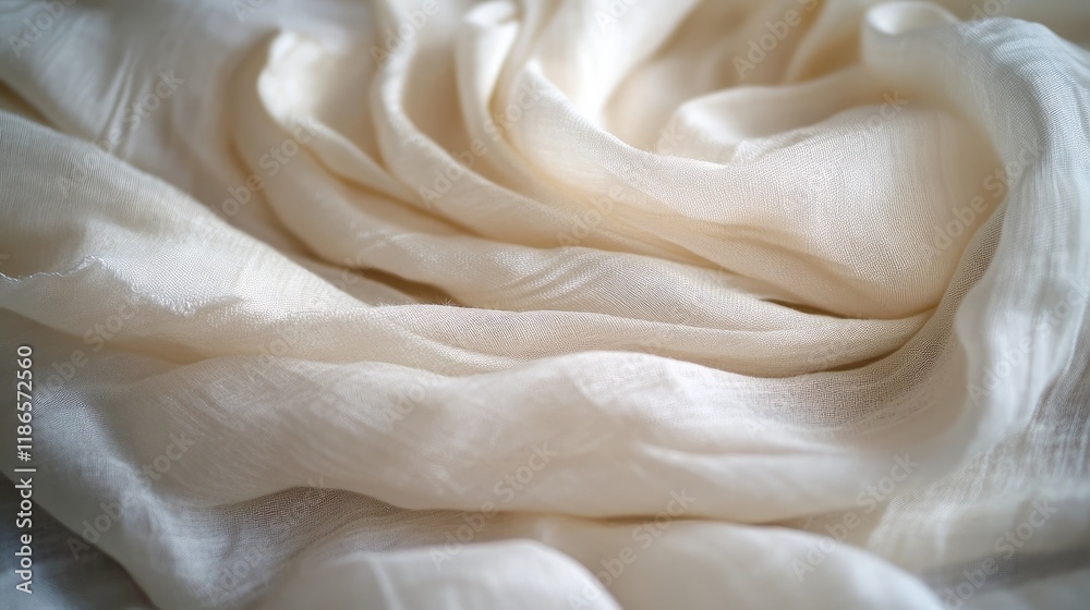 Poster elegant vintage white silk fabric with soft folds and delicate texture for stylish backgrounds and t