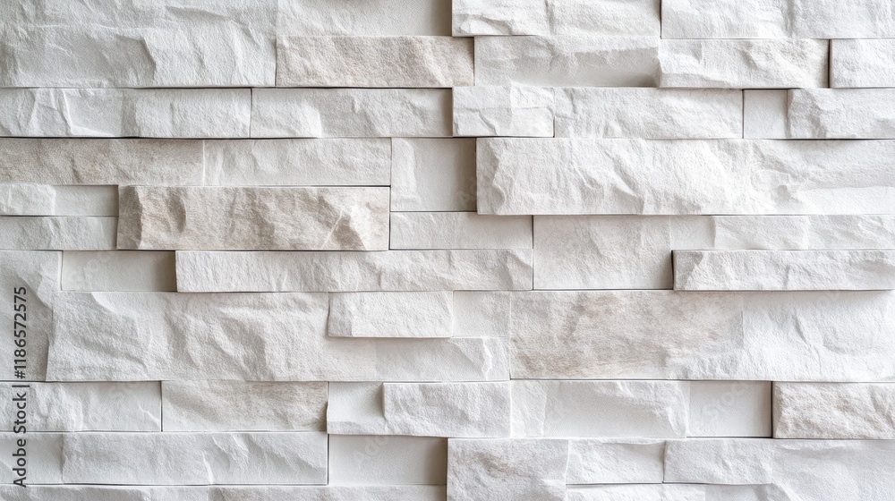 Aufkleber Textured white stone plaster wall background with varying surface depths and subtle color variations for architectural and design projects.
