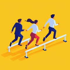 Business People Overcoming Hurdles in a Vibrant Business Environment
