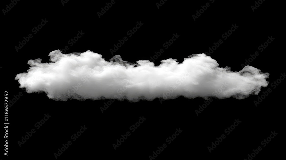 Poster White Smoky Cloud Texture Isolated on Dark Background for Artistic and Design Use