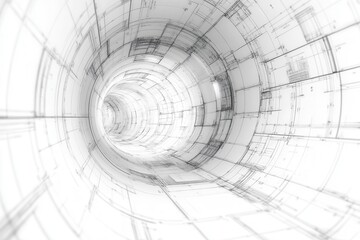 Obraz premium Technical Drawing of a Wind Tunnel in Sharp Perspective