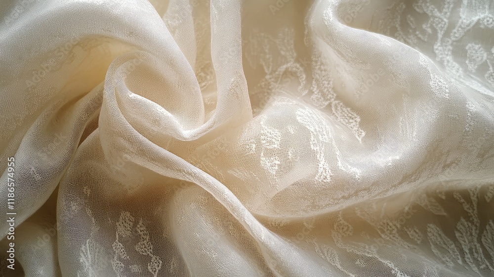 Poster Elegant White Silk Fabric Texture with Delicate Pattern Ideal for Backgrounds and Design Projects