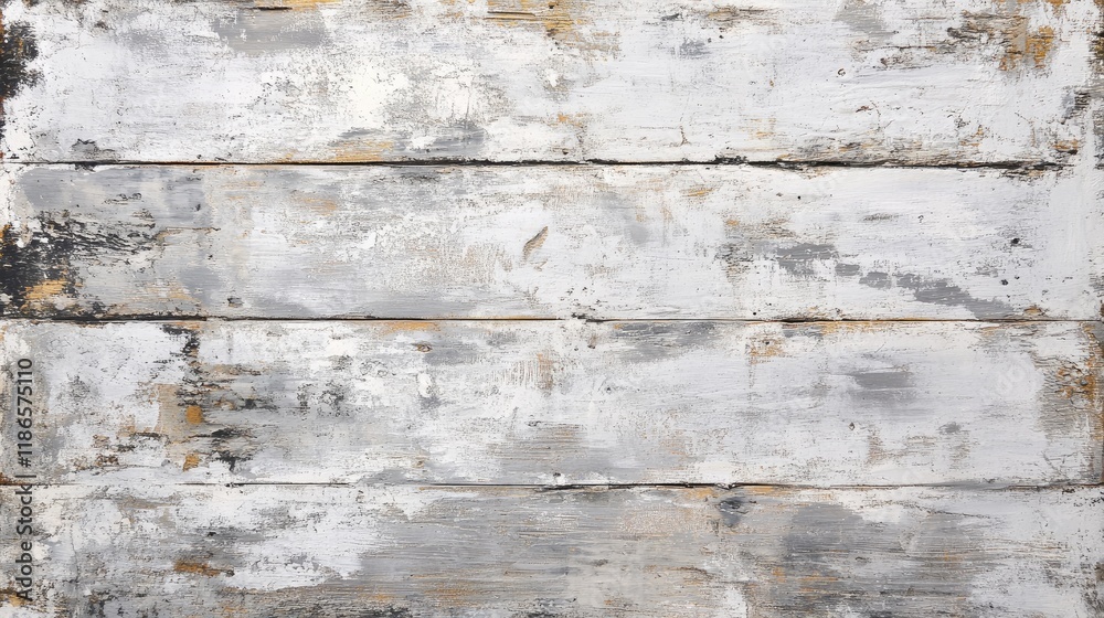Aufkleber Weathered rustic wooden planks with a distressed white painted finish for use as a textured background or design element
