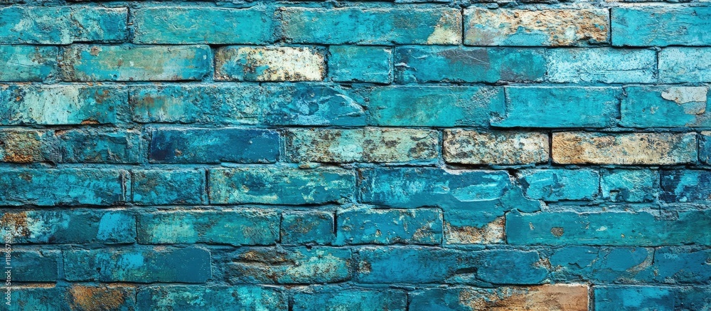 Poster textured turquoise brick wall background ideal for creative projects and modern graphic design appli