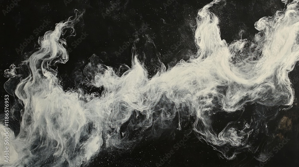 Poster Elegant white smoke patterns swirling on a dark background creating a dramatic and artistic atmosphere for creative projects