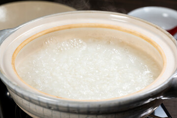 土鍋で炊いた白粥
