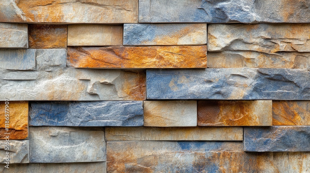 Poster Textured vintage stone wall background with earthy tones and unique patterns for architectural and design projects