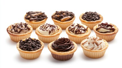 Assorted mini dessert tartlets featuring a variety of decadent fillings perfect for any occasion or celebration