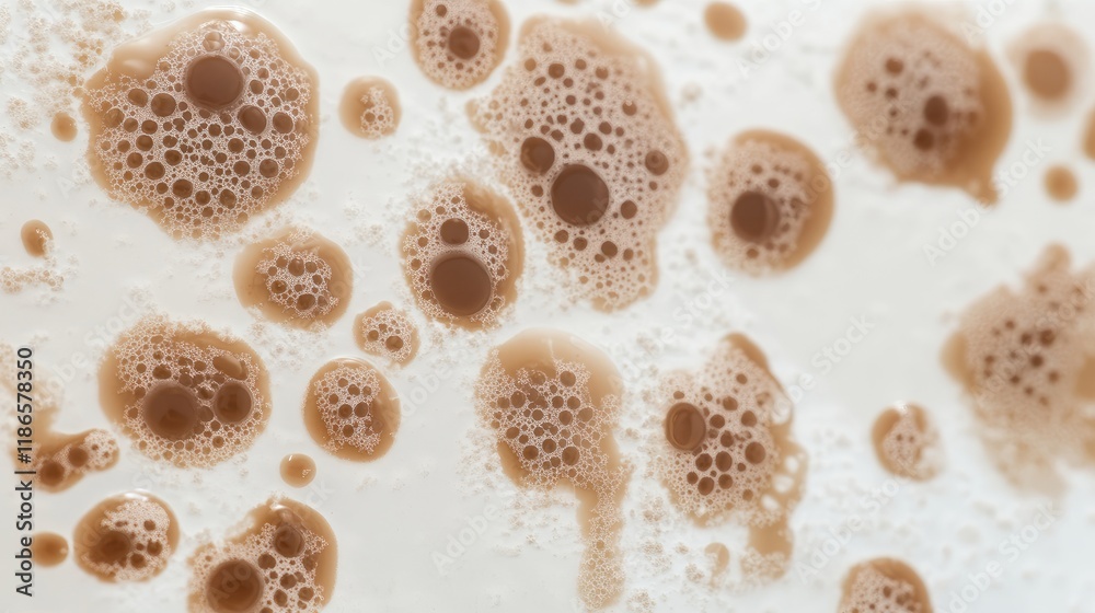 Poster Vitiligo patterns in water creating unique visual textures with brown and cream bubbles forming an abstract background