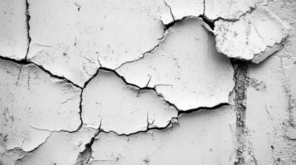 Obraz premium Cracked Grunge Wall Texture in Black and White with Vintage Aesthetic for Background Design Elements and Artistic Projects
