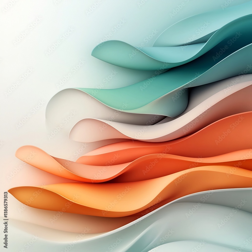 Poster mesmerizing iridescent wavy abstract shapes and patterns in a vibrant spectrum of colors creating an