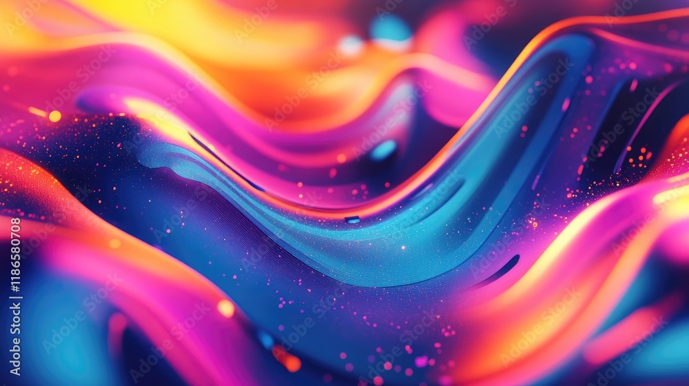 Poster abstract vibrant waves with light bokeh effect in vivid colors creating a dynamic and energetic back