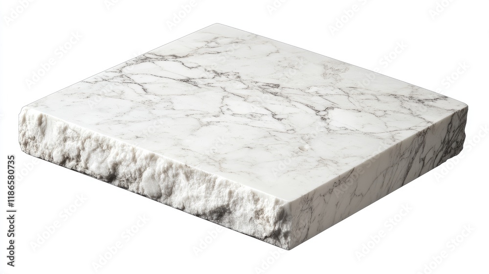 Poster Elegant White Stone Countertop Displayed from Above with a Left Perspective Showcasing Its Unique Marble Veins and Textured Edge
