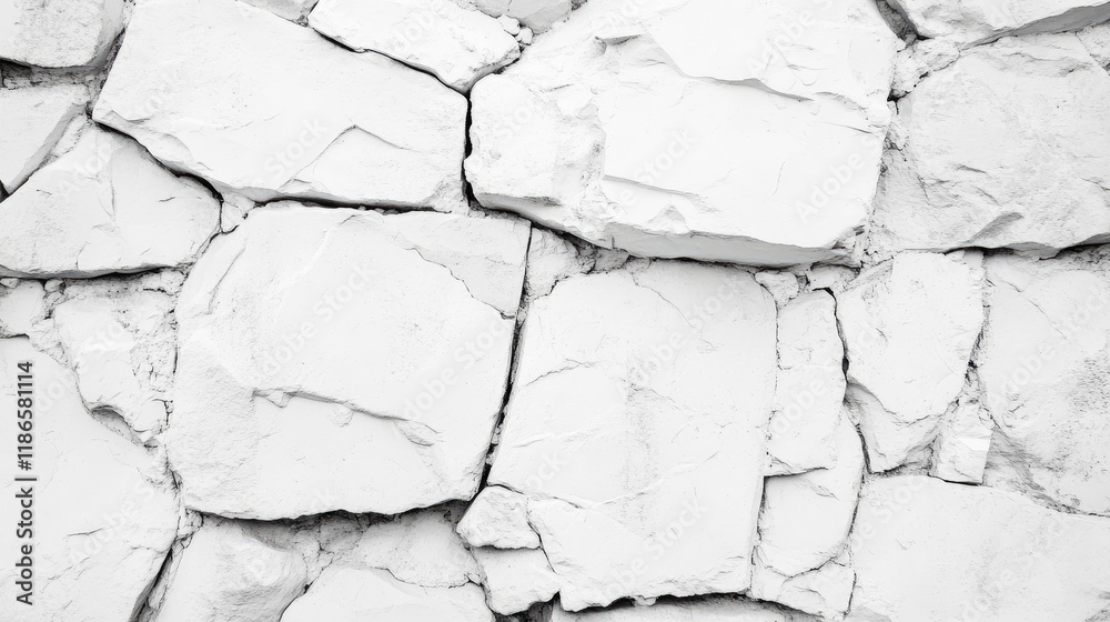Aufkleber Textured white stone wall background for architectural design and creative projects. Ideal for use in graphic design and visual presentations.