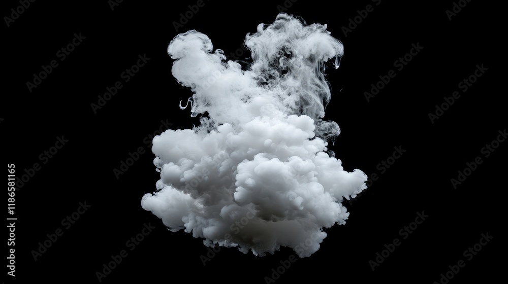 Poster White smoke swirl on dark background creating an abstract and dramatic visual effect for creative projects and designs