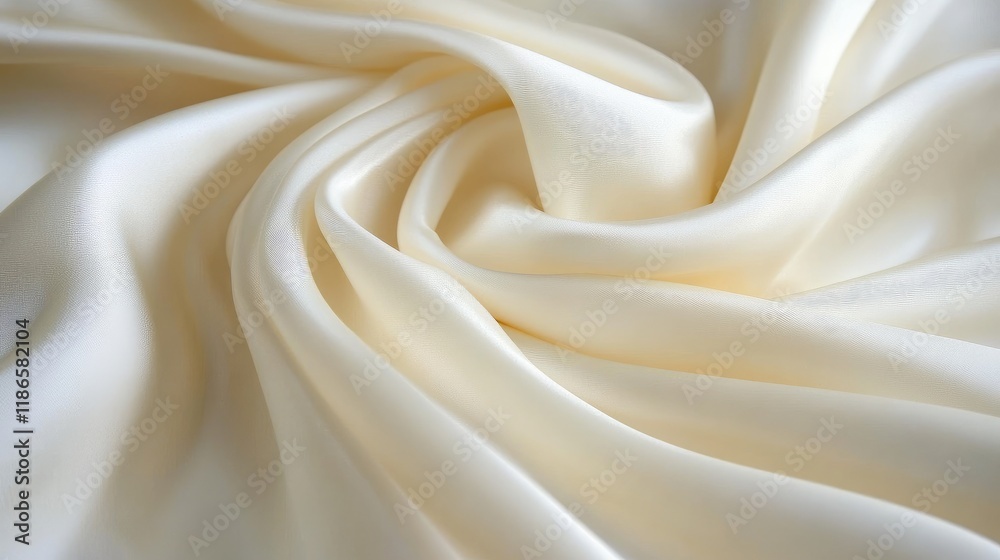Aufkleber Elegant cream silk satin fabric with soft folds showcasing texture and sophistication in a close-up view for luxurious design projects.