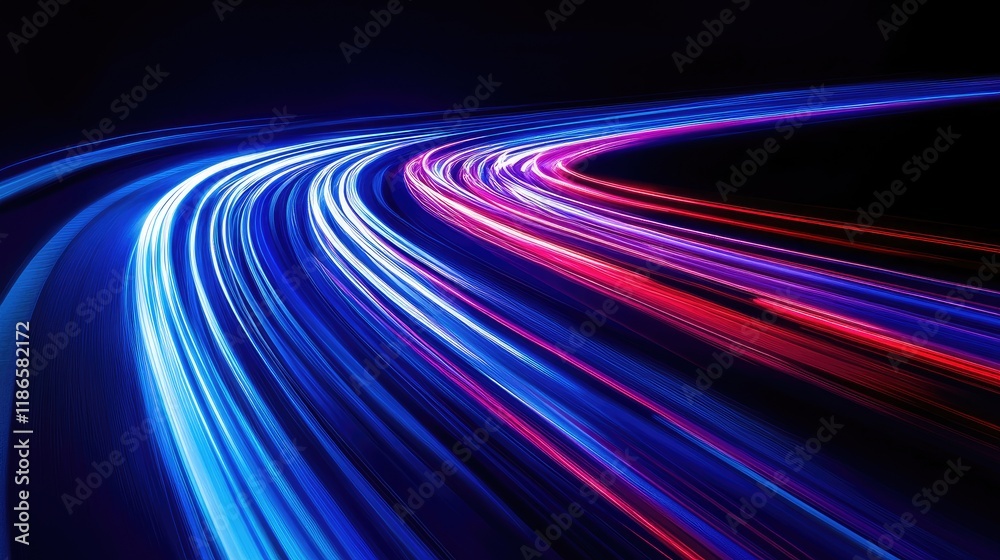 Aufkleber Colorful Abstract Light Trails Across a Dark Background Creating a Dynamic Motion Effect