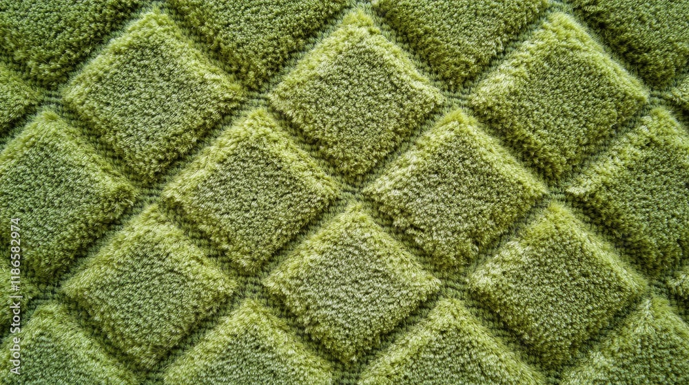 Poster textured vintage lime green carpet tiles forming a diamond pattern background for design and interio