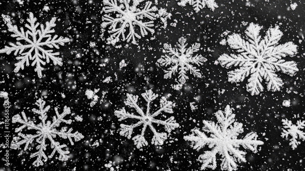 Poster elegant snowflake pattern on dark background ideal for winter seasonal designs