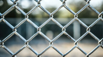 Fototapeta premium Silver aluminum chain link fence texture with non-slip design suitable for industrial applications and decorative fencing solutions.