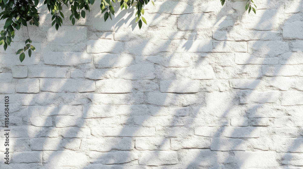 Poster white cement wall texture with leaf shadow play natural light and subtle contrast in architectural b