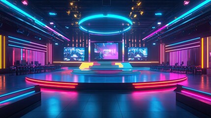 Neon Esports Arena: A Futuristic Gaming Stage