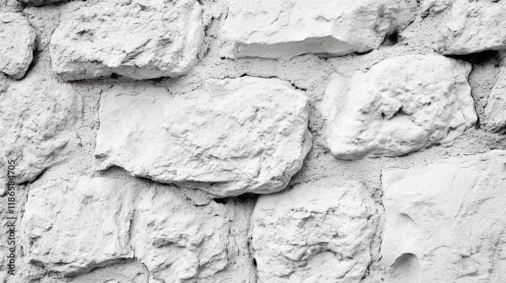 Poster textured white plaster wall with rough stone surface for backgrounds and architectural design themes