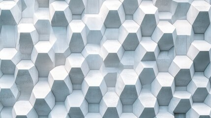 Futuristic 3D Honeycomb Mosaic on White Background: Realistic Geometric Hexagonal Grid Texture