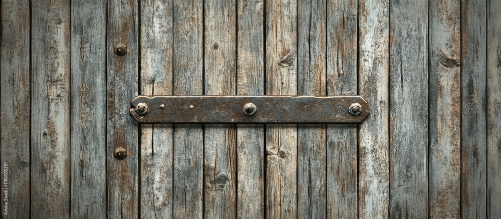 Poster weathered wooden door with rustic metal handle showcasing vintage character ideal for architectural 