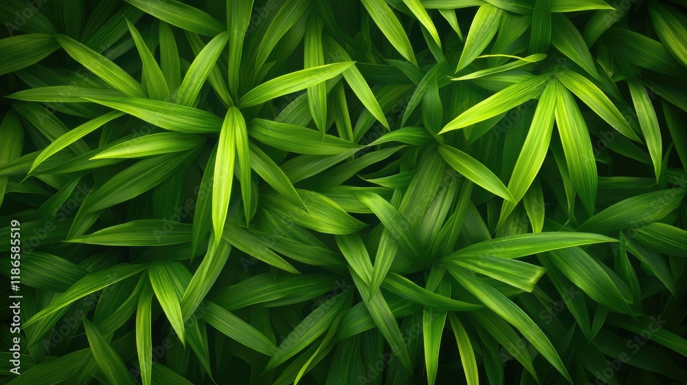 Poster lush tropical green leaves forming an abstract texture background for nature and design themes